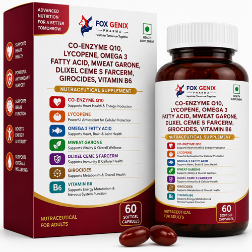 Co-exyme Q10  Lycopene, Omega 3 fatty acid Mweat Garone, Dlixel Ceme S FarCerm, Girocides Vitamin B6,  Suppliers in Thane