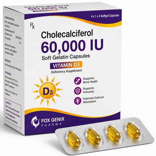 Cholecalciferol 60,000 IU Soft Gelatin Capsules Suppliers in Thane