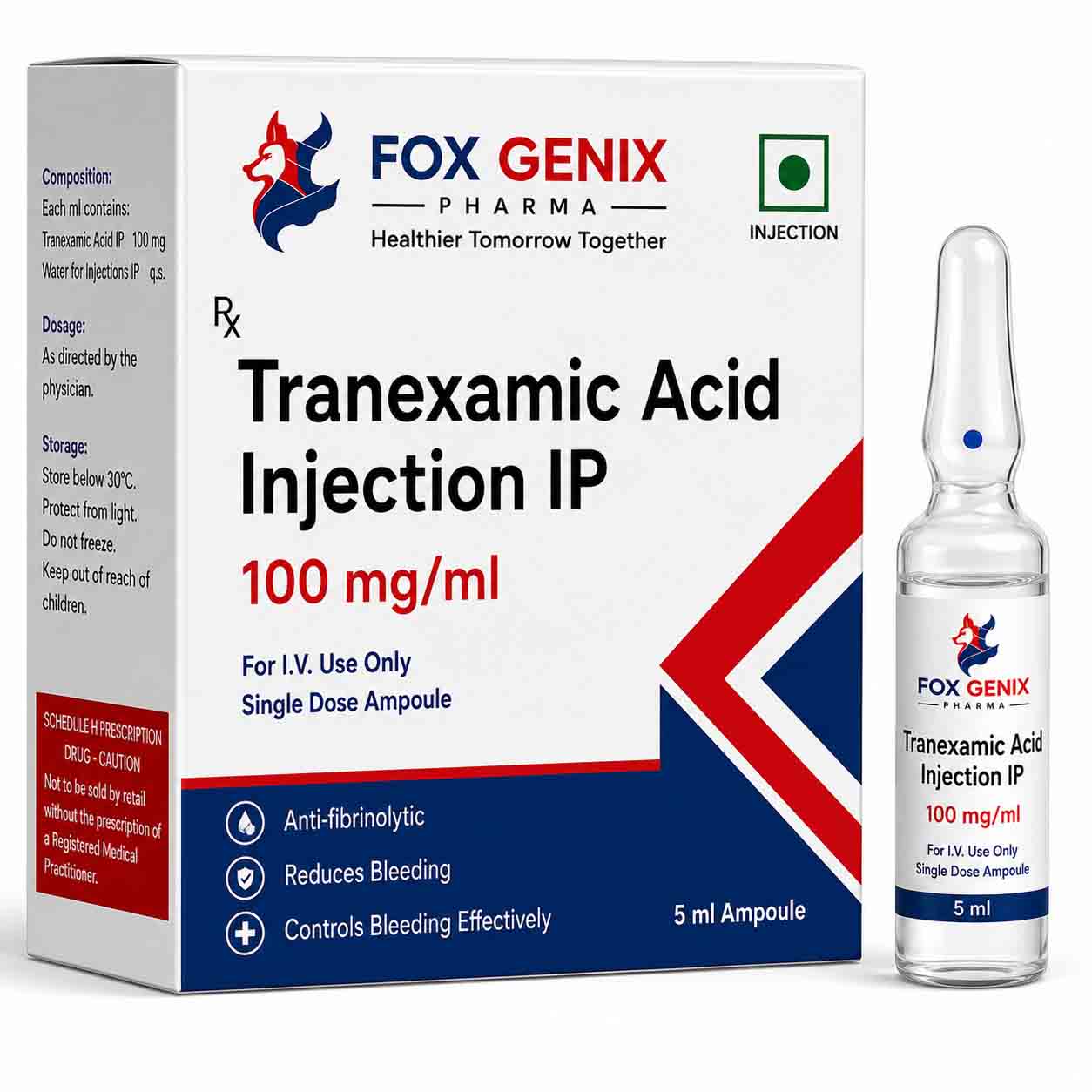 Tranexamic Acid Injection IP 100ml Manufacturers in Baddi