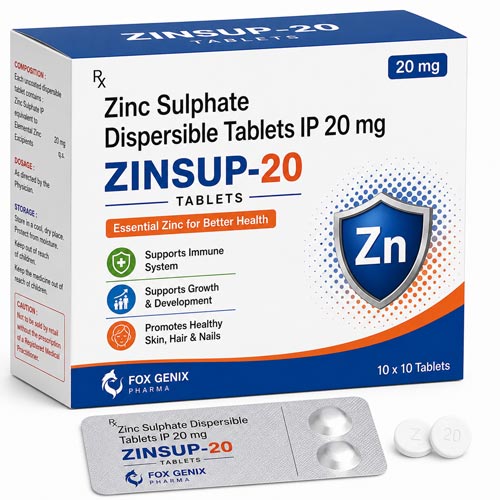 Zinc Sulphate Dispersible Tablets IP 20mg. Suppliers in Thane