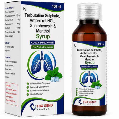 Terbutaline Sulphate, Ambroxol HCl., Guaiphenesin & Menthol Syrup Suppliers in Thane