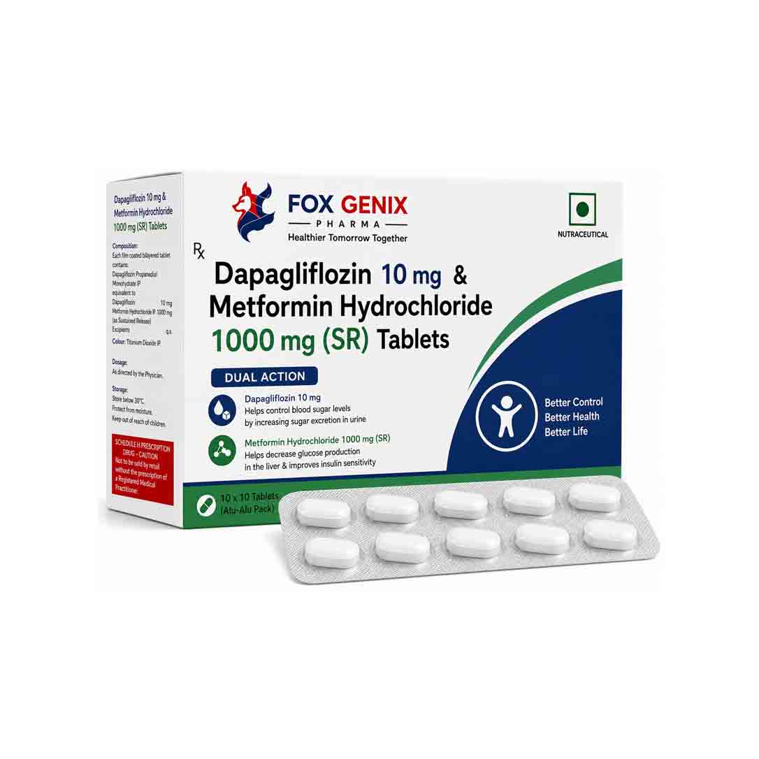 Dapagliflozin 10 mg & Metformin Hydrochloride 1000 mg (SR) Tablets Suppliers in Thane