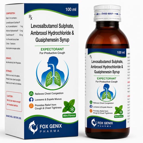 Levosulbutamol Sulphate, Ambroxol Hydrochloride & Guaiphenesin Syrup Suppliers in Thane