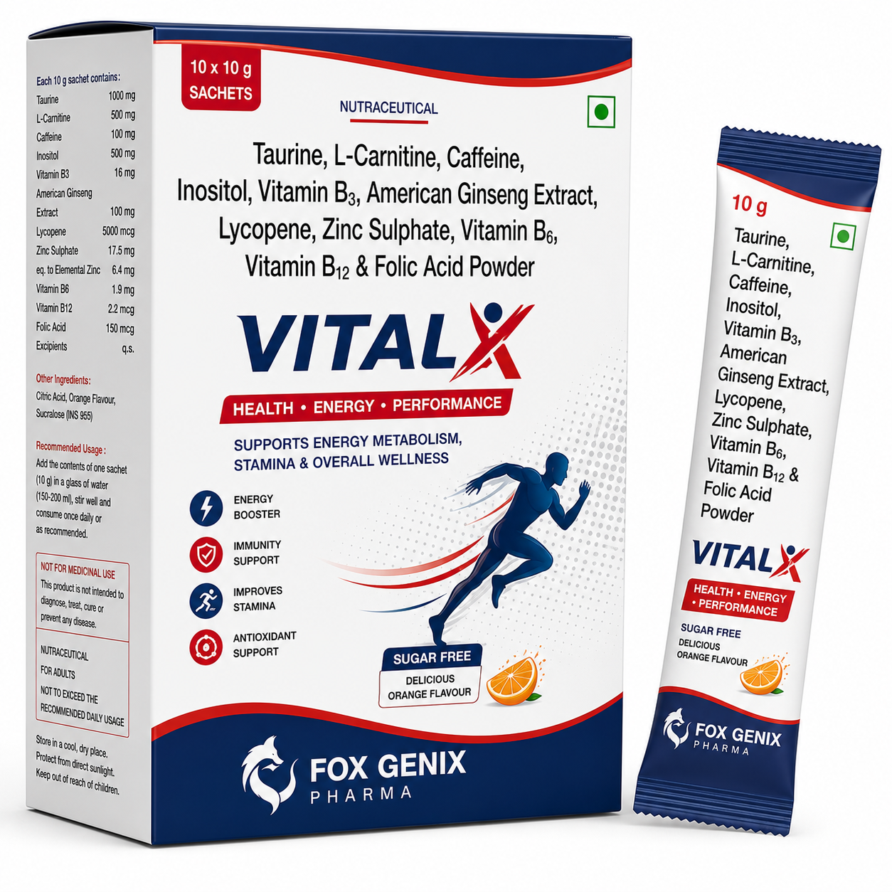 Taurine, L-Carnitine, Caffeine, Inositol, Vitamin B3, American Ginseng Extract, Lycopene, Zinc Sulphate, Vitamin B6, Vitamin B12 & Folic Acid Powder Suppliers in Thane