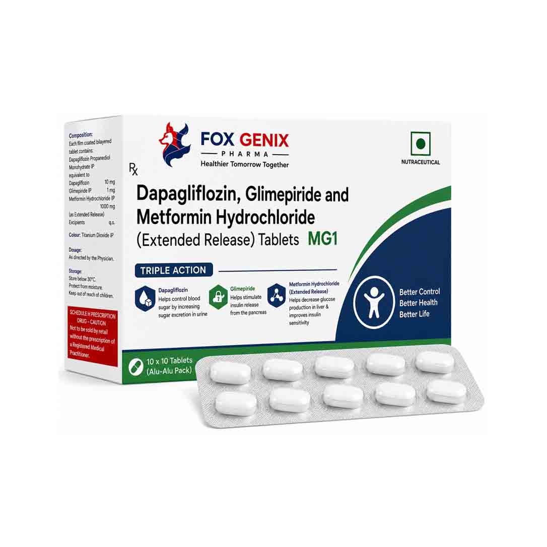 Dapagliflozin, Glimepiride and Metformin Hydrochloride (Extended Release) Tablets MG1 Suppliers in Thane