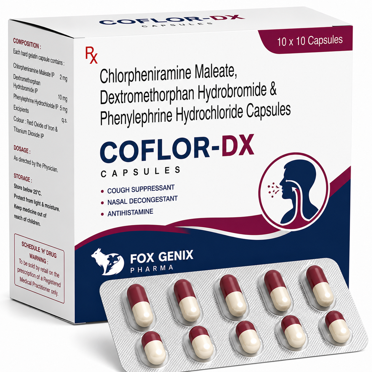Chlorpheniramine Maleate, Dextromethorphan Hydrobromide & Phenylpherine Hydrochloride Capsules Suppliers in Thane