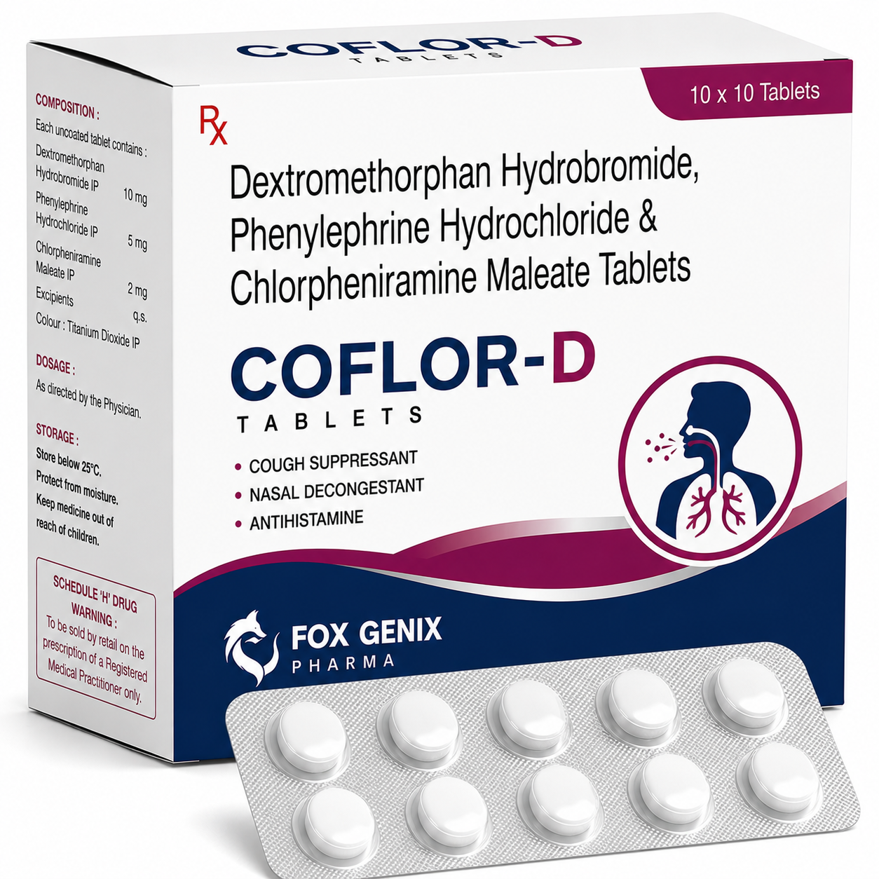 Dextromethorphan Hydrobromide, Phenylephrine Hydrochloride & Chlorpheniramine Maleate Tablets Suppliers in Thane