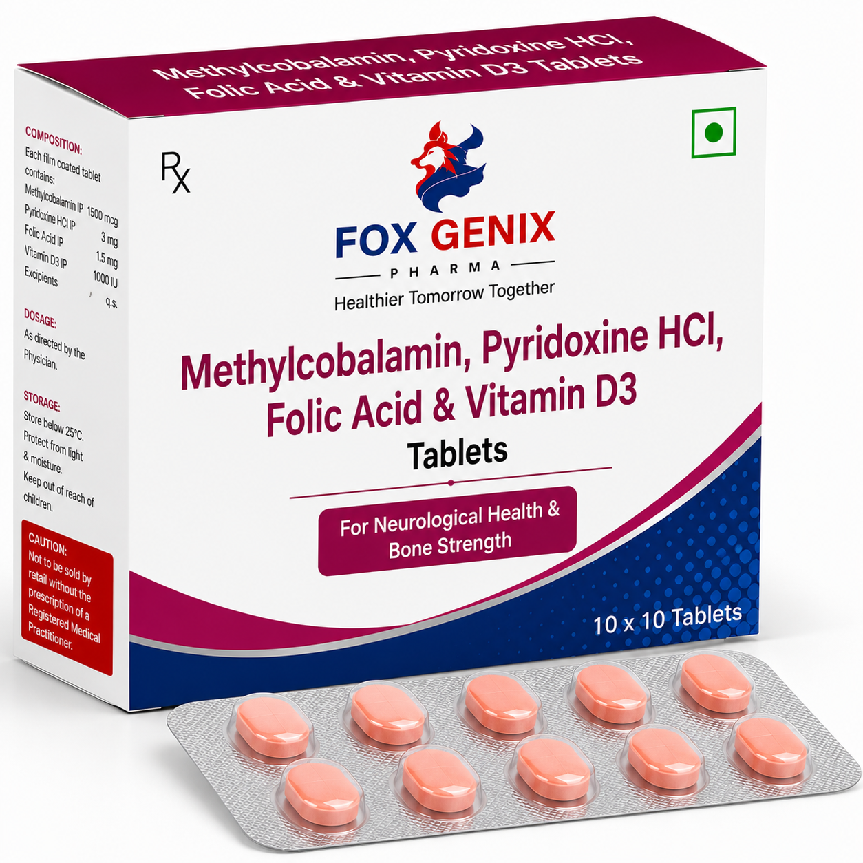 Methylcobalamin, Pyridoxine HCl, Folic Acid & Vitamin D3 Tablets Suppliers in Thane