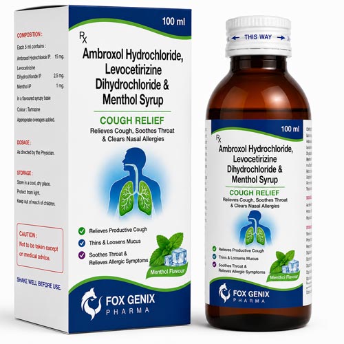 Ambroxol Hydrochloride. Levocetirizine Dihydrochloride & Menthol Syrup Suppliers in Thane
