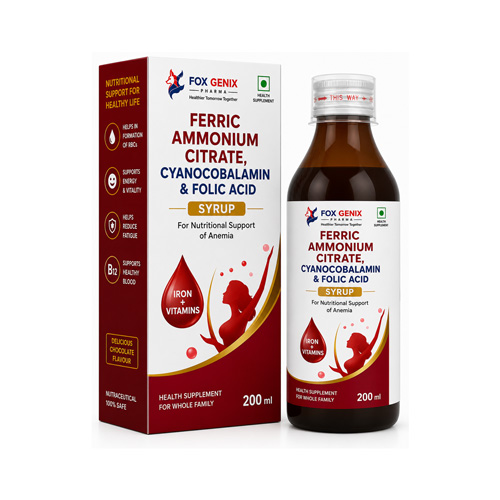 Ferric Ammonium Citrate, Cyanocobalamin & Folic Acid Syrup Suppliers in Thane