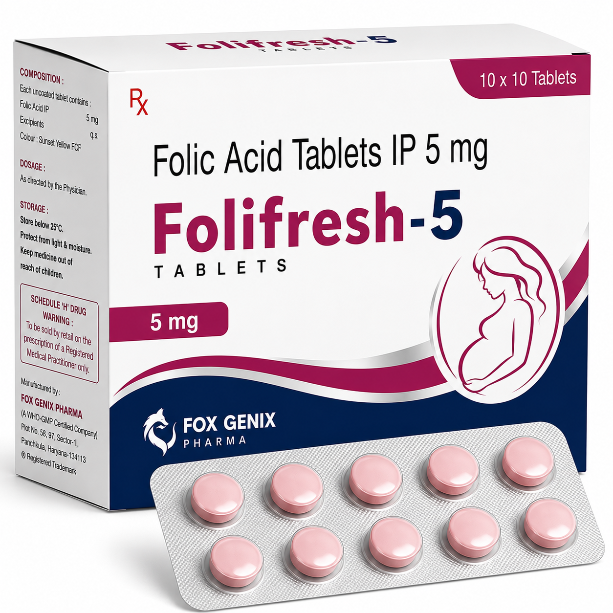 Folic Acid Tablets IP 5 mg Folifresh-5 Suppliers in Thane