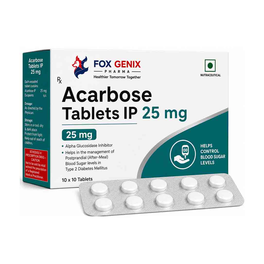 Acarbose Tablets IP 25mg. Suppliers in Thane