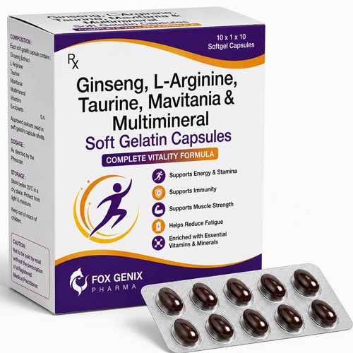 Ginseng, L-Arginine, Taurine Mavitania & Multimineral Solt Gelatin Capsares Suppliers in Thane