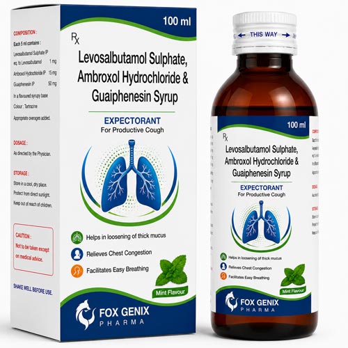 Levosalbutamol Sulphate, Ambroxol Hydrochloride & Guaiphenesin Syrup Suppliers in Thane