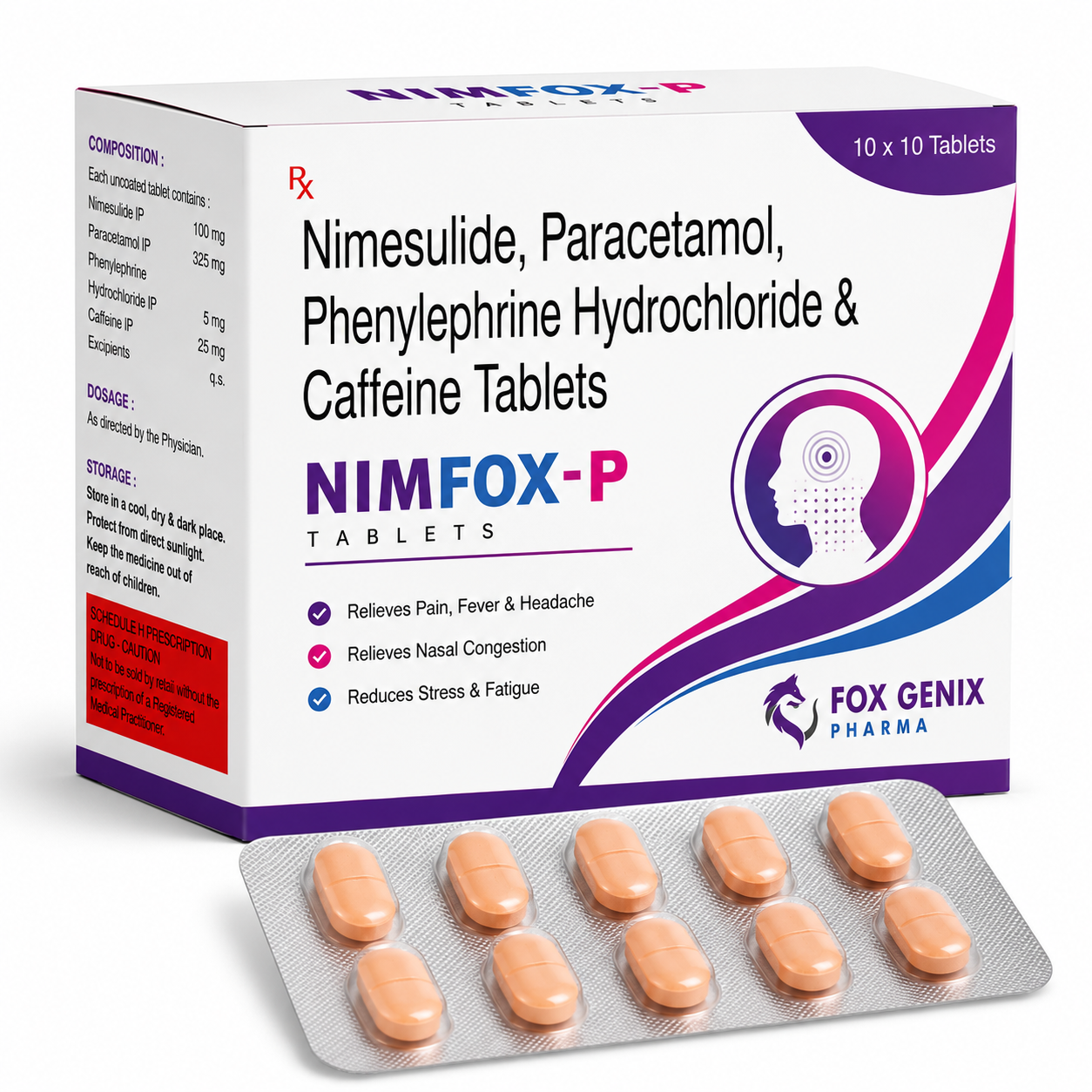 Nimesulide, Paracetamol, Phenylephrine Hydrochloride & Caffeine Tablets Suppliers in Thane