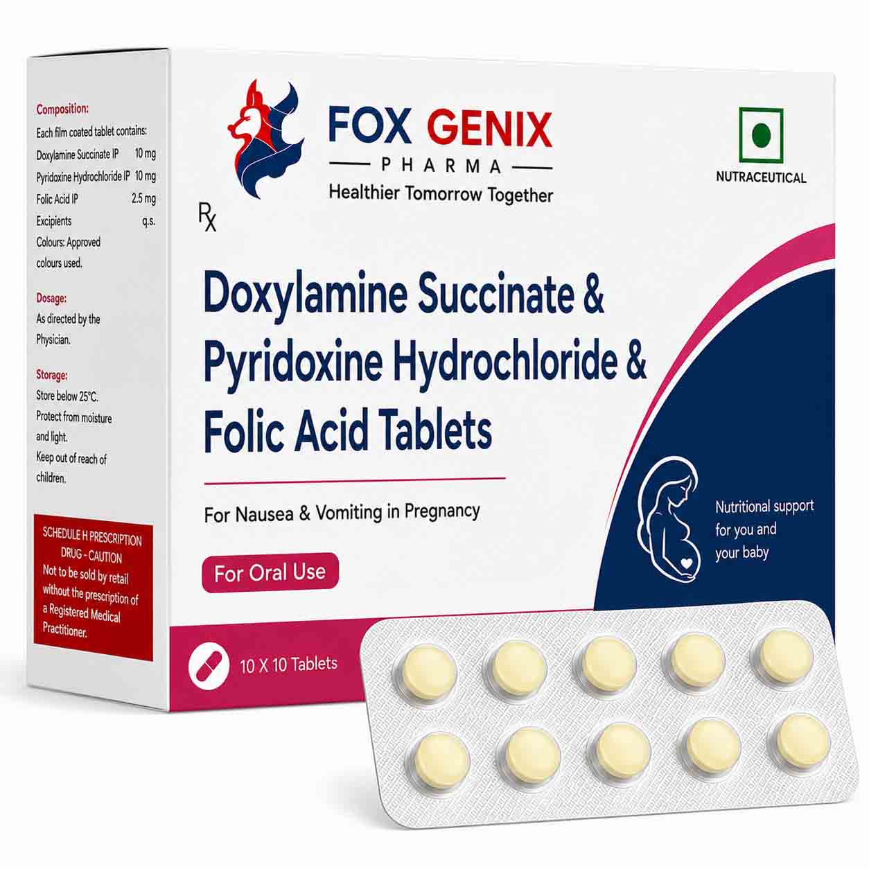 Doxylamine Succinate & Pyridoxine Hydrochloride & Folic Acid Tablets Suppliers in Thane