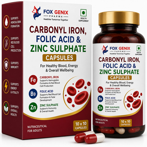 Carbonyl Iron, Folic Acid & Zinc Sulphate Capsules Suppliers in Thane