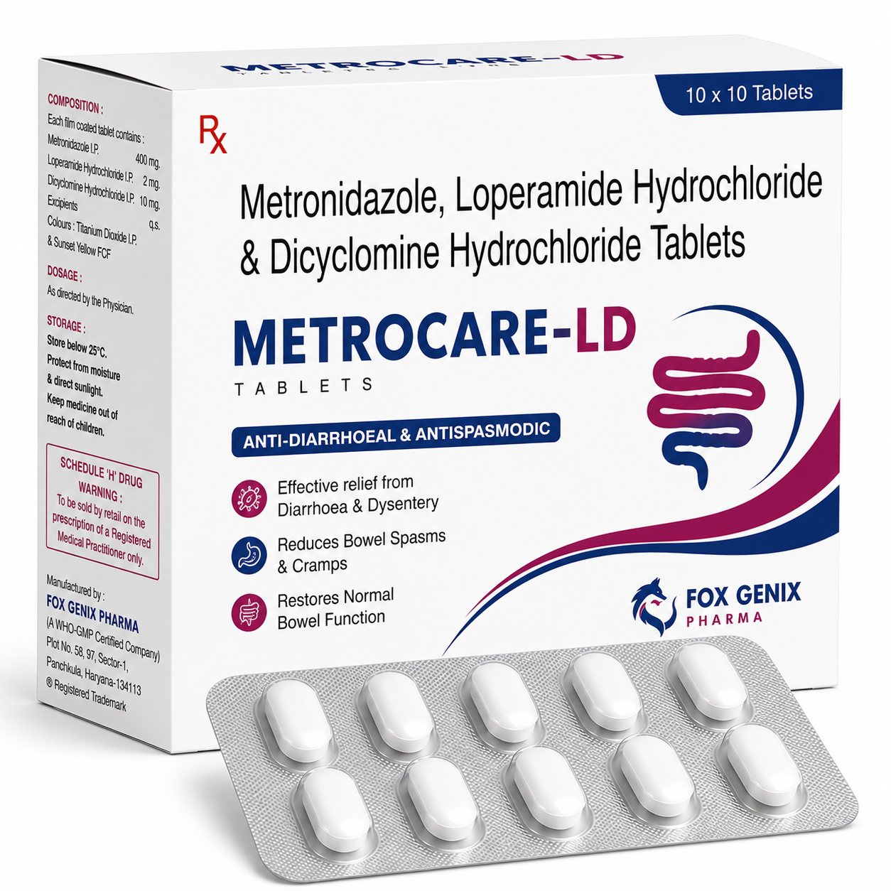 Metronidazole, Loperamide Hydrochloride & Dicyclomine Hydrochloride Tablets Suppliers in Thane
