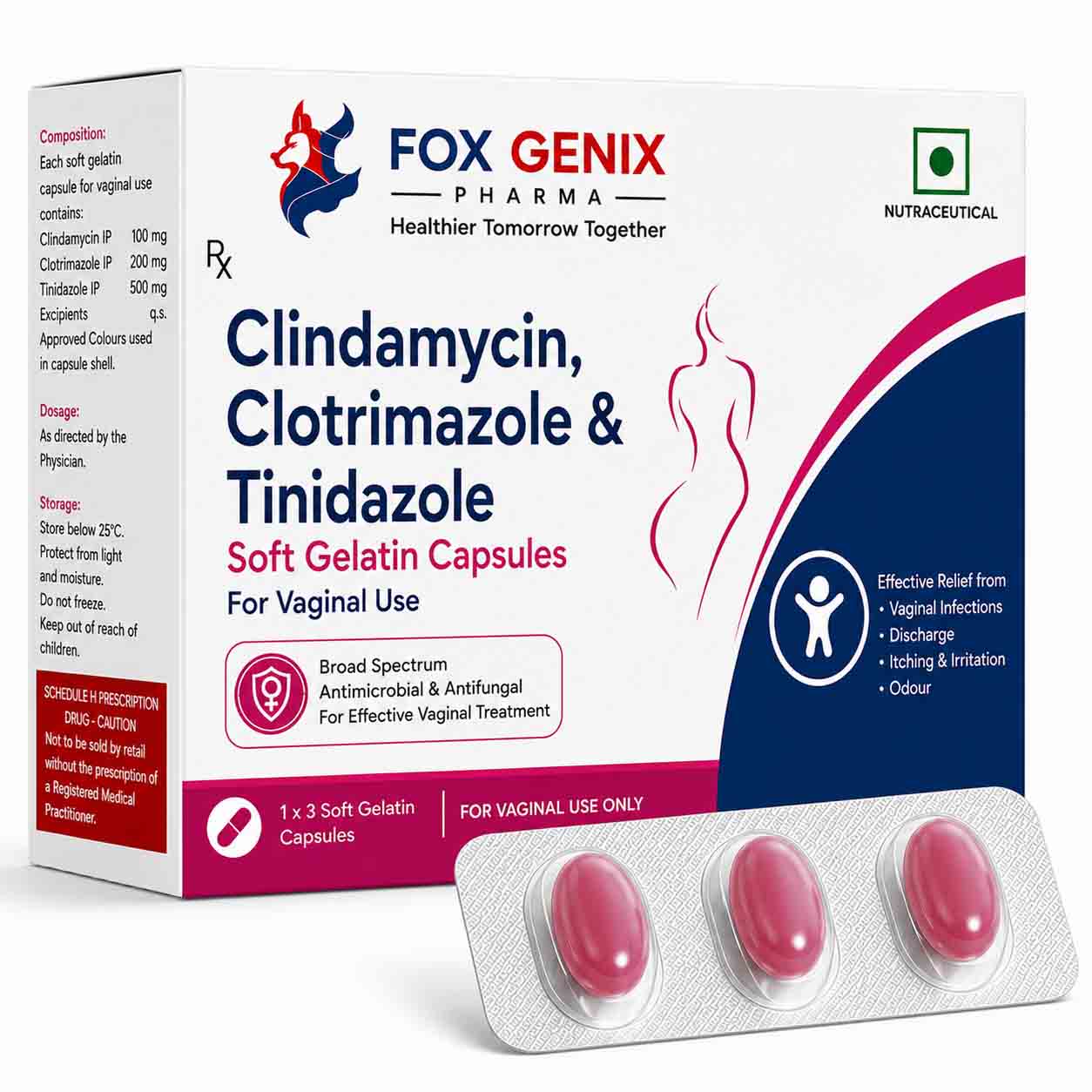 Clindamycin Clotrimazole & Tinidazole Soft Gelatin Capsule for Vaginal use Suppliers in Thane