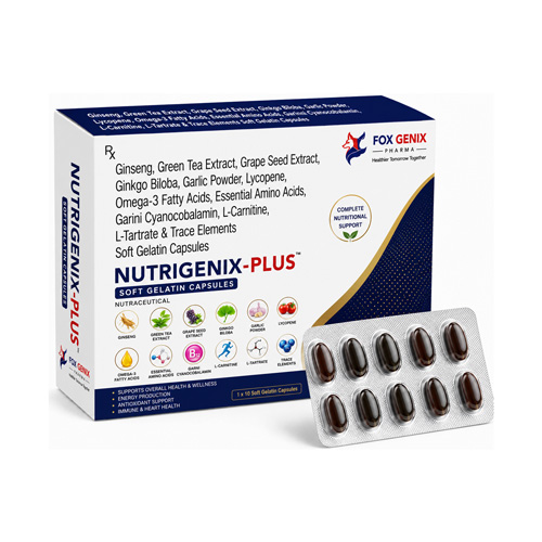 Ginseng, Green Tea Extract, Grape Seed Extract, Ginkgo Biloba, Garlic Powder, Lycopene, Omega-3 Fatty Acids, Essential Amino Acids, Garini Cyanocobalamin, L-Carnitine, L-Tartrate & Trace Elements Soft Gelatin Capsules Suppliers in Thane