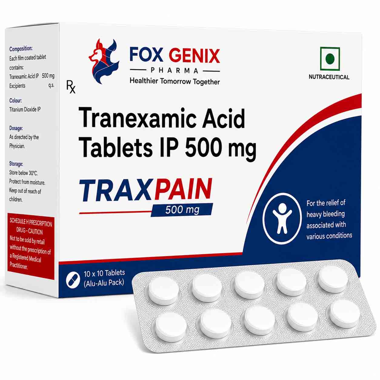 Tranexamic Acid Tablets IP 500 mgTRAXPAIN Manufacturers in Baddi