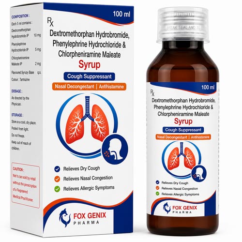 Dextromethorphan Hydrobromide, Phenylephrine Hydrochloride & Chlorpheniramine Maleate Syrup Suppliers in Thane